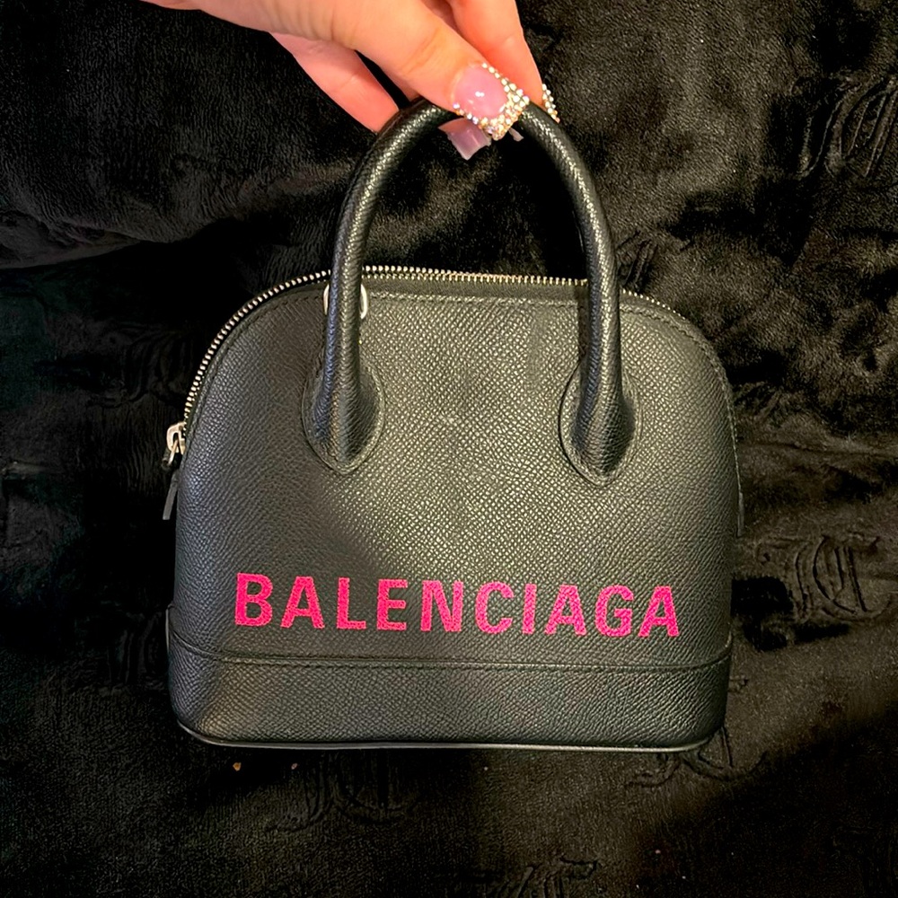 Balenciaga, mini purse, pink and black